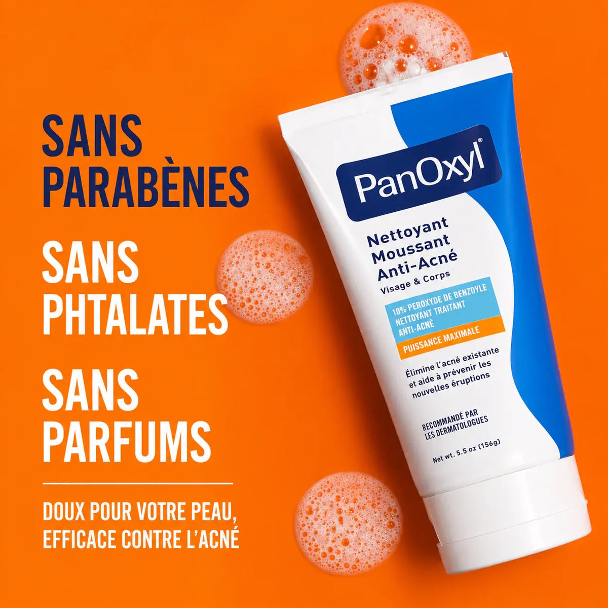 PanOxyl Nettoyant moussant contre l'acné, Peroxyde de benzoyle 10 %