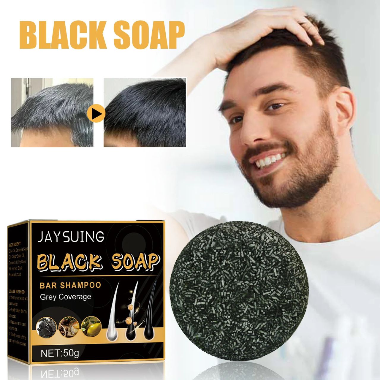 Savon Bio pour Barbe et Cheveux Blancs